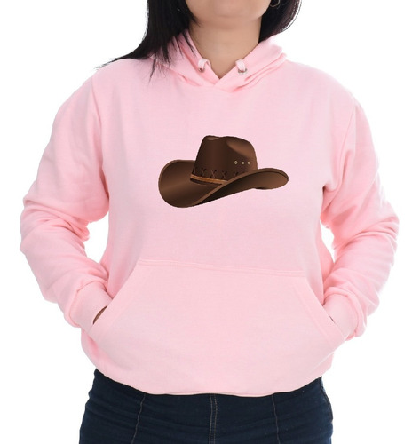 Blusa Moletom Feminina Canguru Chapeu Cowgirl Country Roça