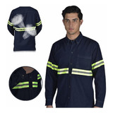 Camisa De Mezclilla Trabajo Industrial Uso Rudo Reflejante