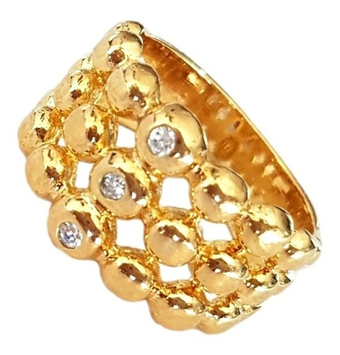 Anillo Oro 18k Laminado Dama Piedra Cristal Mujer Corona