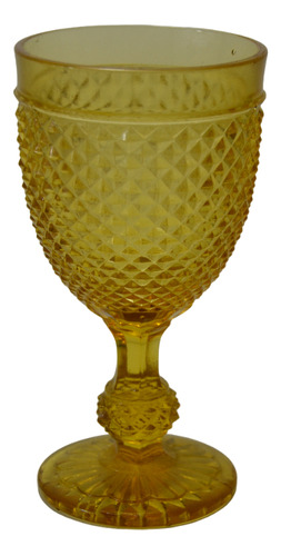 Taça De Cristal Bico De Jaca Anos 60 Âmbar