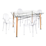 Comedor Mesa Eames +4 Sillas Ghost Transparente Envio Gratis