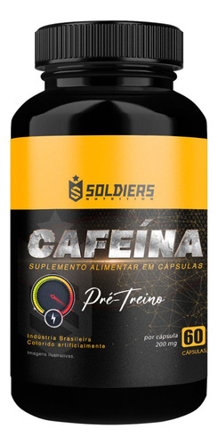 Cafeína 60 Caps - 200mg - Termogênico - 100% Pura - Soldiers Nutrition