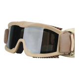 Óculos Tático Goggle Anti-fogging 3 Lentes Airsoft Cor: Tan