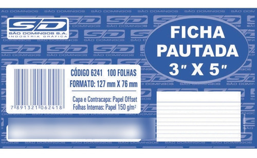 Ficha Pautada 3x5 Pequena Bloco Com 100 Fls