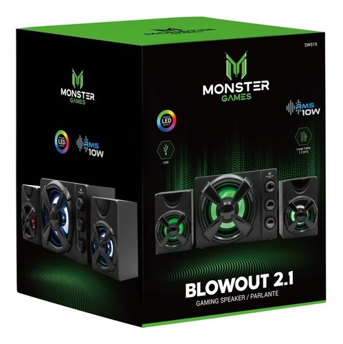 Subwoofer Monster Games Blowout 2.1 / Tecnocenter Color Negro