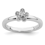 Anillo Apilable Expressions Flower Con Diamante De 0,1 Quila