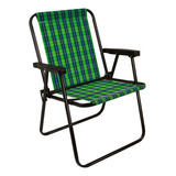 Cadeira De Praia Varanda Xadrez Em Aço 110 Kg Cores Mor Cor Verde