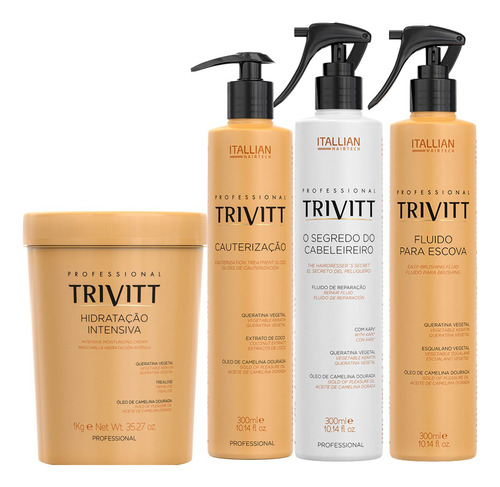 Kit Trivitt 4pçs:  Hidrat+cauter+ O Segredo C +fluido Escova