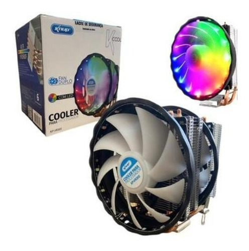 Cooler Processador Duplo Fan 120mm Led Rgb Intel E Amd 120w