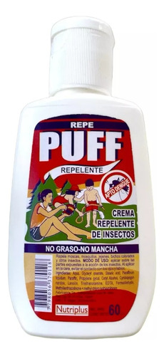 Repelente Insectos Puff Crema Tapa Flip Top 60 Gr. X 10 Unid