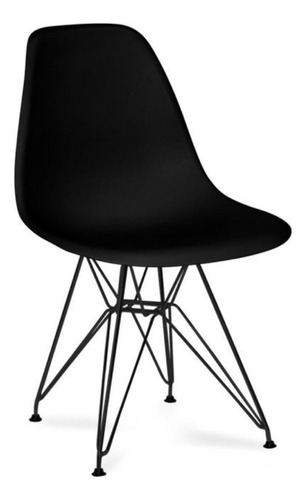 Silla Eames Eiffel Patas De Metal Color Negro