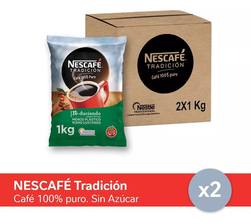 Pack X2 Cafe Nescafe Tradicion Puro Nestlé Profesional 1kg