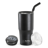 Mug Vaso Termo Para Agua Cafe 700ml Buffer Acero Inox +tapas Color Negro