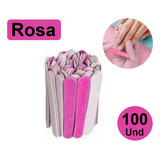 100 Lixas De Unha Mini Descartáveis Manicure Pedicure 8 Cm Rosa Bellas