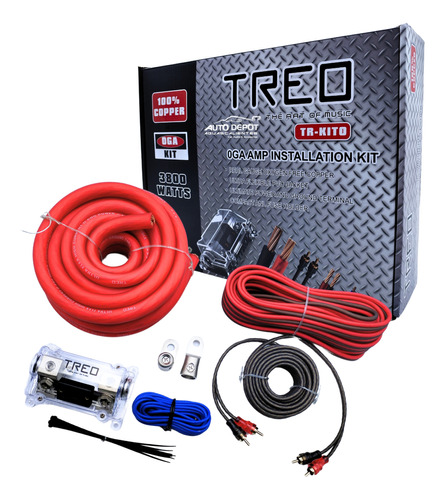 Kit Instalacion Ampli 3800w 100% Cobre Cal 0 Treo Trkit0