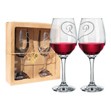 Kit 2 Taças Vinho Personalizadas + Caixa Presente Kraft