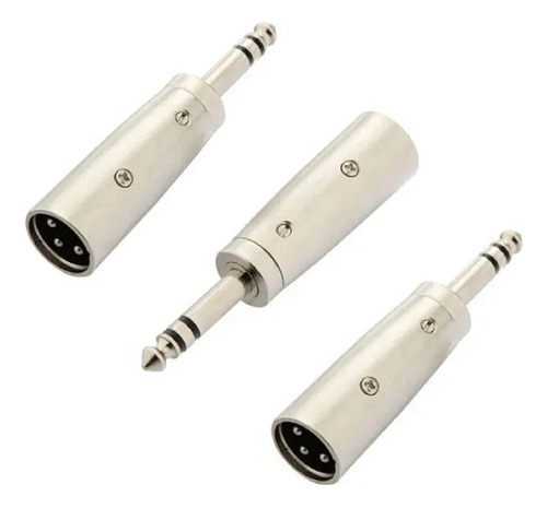 3 Adaptador Union Empate Plug 6,3 Mm Estereo A Plug Cannon