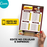 Menu Cardápio Para Marmitex Edite E Imprima Fácil - Mod: 026