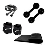 Kit Ginástica Fitness Halter + Corda+ Colchonete + Caneleira