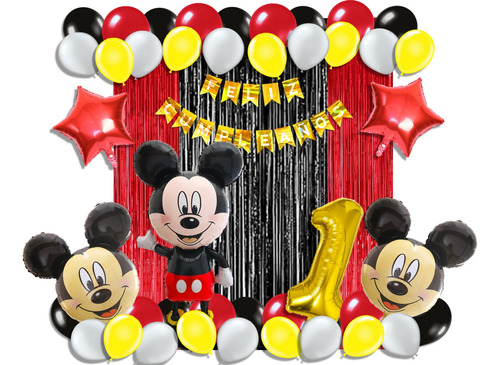 Kit De Decoración De Globos Fiesta (48 Piezas) Mickey Mouse