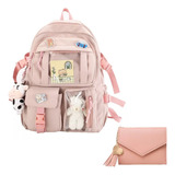 Mochila Kawaii Colegio Nailon Niña Linda Peluche Vaca