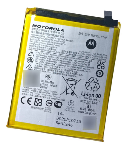 Bateria Pila Motorola Nt40 Original Moto E20 