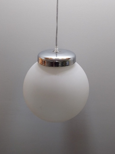 Lampara Colgante Globo Bola Esfera Opal Mate Con Cromo 25cm