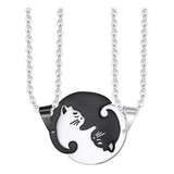 Collares Pareja Gato Yin Yang Amor Regalo Acero Inoxidable 