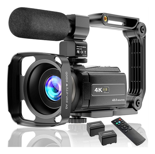 Cámara De Vídeo 4k Con 2 Baterías Con Zoom 16x Uhd 48mp