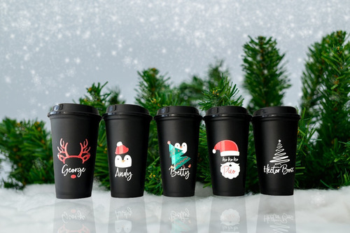 15 Vasos Cafeteros Navideños Personalizados Navidad