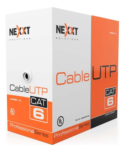 Bobina De Cable De Red Cat6 Certificado Nexxt 4 Pares Gris