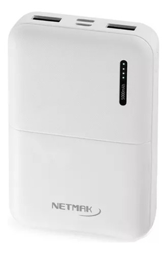 Cargador Portatil 5000mah Power Bank Netmak Nm-pb3 5v Pcreg Color Blanco