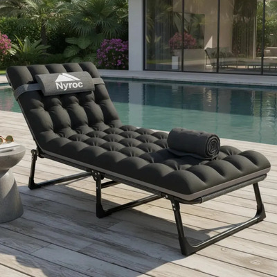 Silla Playera Plegable Con Colchón Respaldo 5 Ajustes Color Negro | Envío gratis
