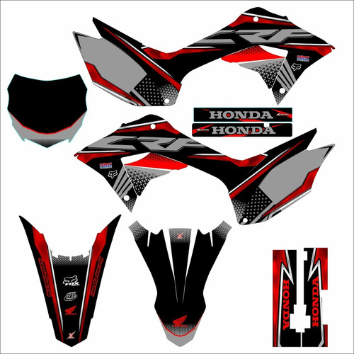 Kit Gráfico Crf 250 F Adesivo 3m 230f 0,50mm Estados Unidos Cor Preto