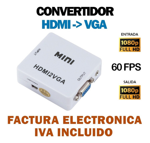 Convertidor Adaptador Para Hdmi A Vga Audio Ps3 Ps4 Xbox