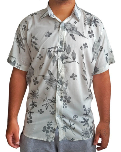 Camisa Social Floral Havaiana Viscose Adulto Masculina Luxo