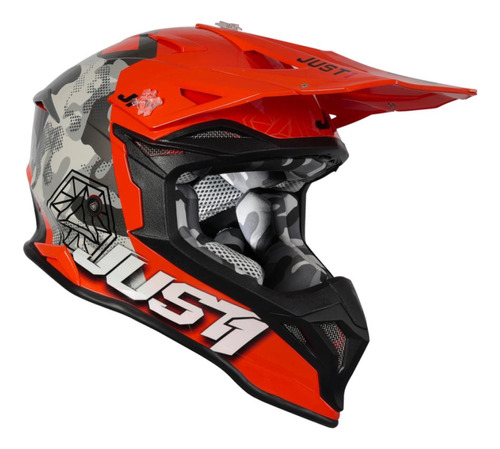 Casco Enduro Cross J39 Kinetic Camo Gray Fluo Orange Just1