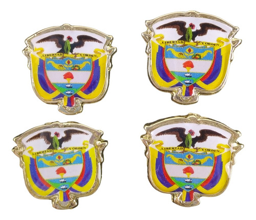 Set Por 4 Pines Escudo Colombia Broche De Solapa