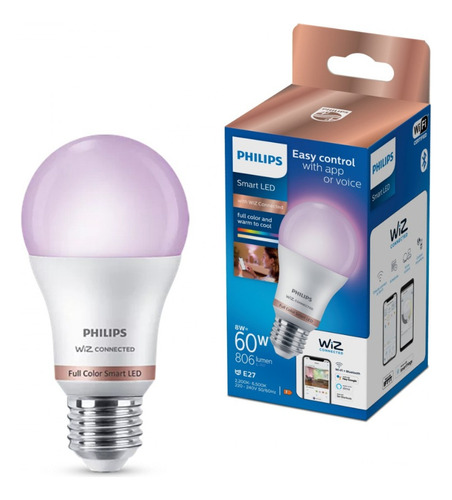 Philips Wiz Lámpara E27 Smart Led Lampara Wifi 8w - Color