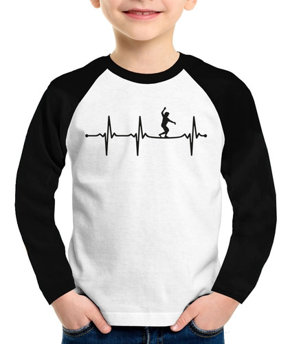 Camiseta Raglan Infantil Slackline Batimentos Cardíaco Manga