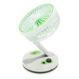 Ventilador Plegable Recargable Luz De Escritorio Portatil Color Verde