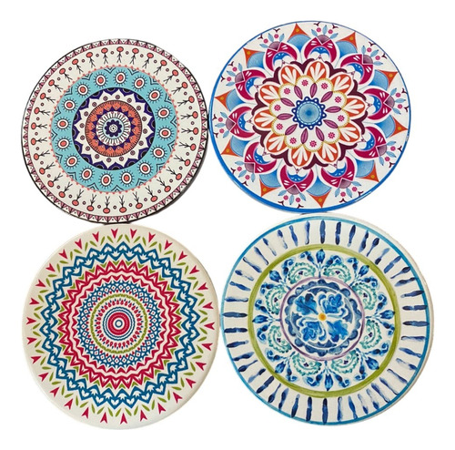 Set 4 Posavasos Ceramica Diseño Mandala