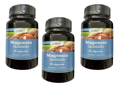  3x Magnesio Quelado 180 Capsulas Natural Farm