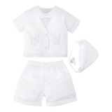 Traje Bebé Niño Bautizo Paloma Blanco Conjunto Ropa 4 Piezas