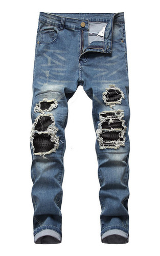Jeans Con Efecto Roto Desgastado For Hombre