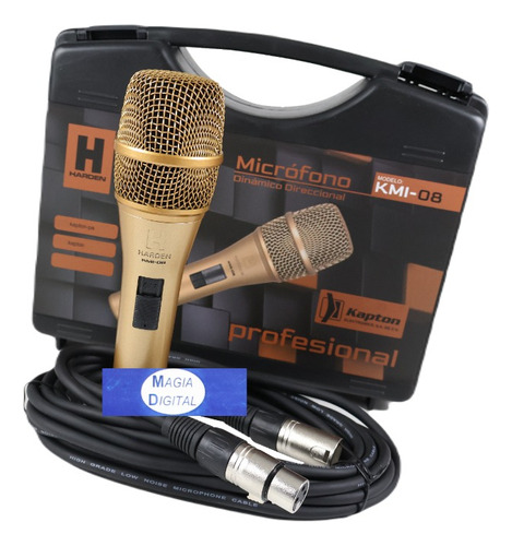 Microfono Alambrico Profesional Harden Kmi-08 Dorado Dinamic
