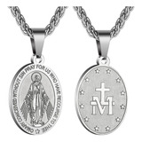 Rs Collar De Virgen María Para Hombre, Medalla Milagrosa De 