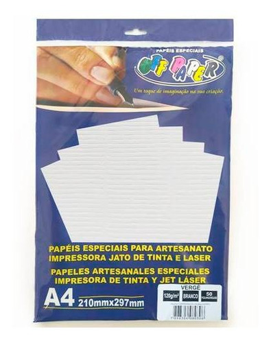 Papel Vergê Branco A4 120g/m² 50 Folhas Off Paper