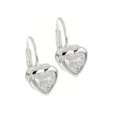 Aros Argollas Corazon  Cubics Con Cierre Brisura Plata 925