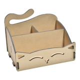 20 X Organizador Figura De Gato De Escritorio Madera Mdf